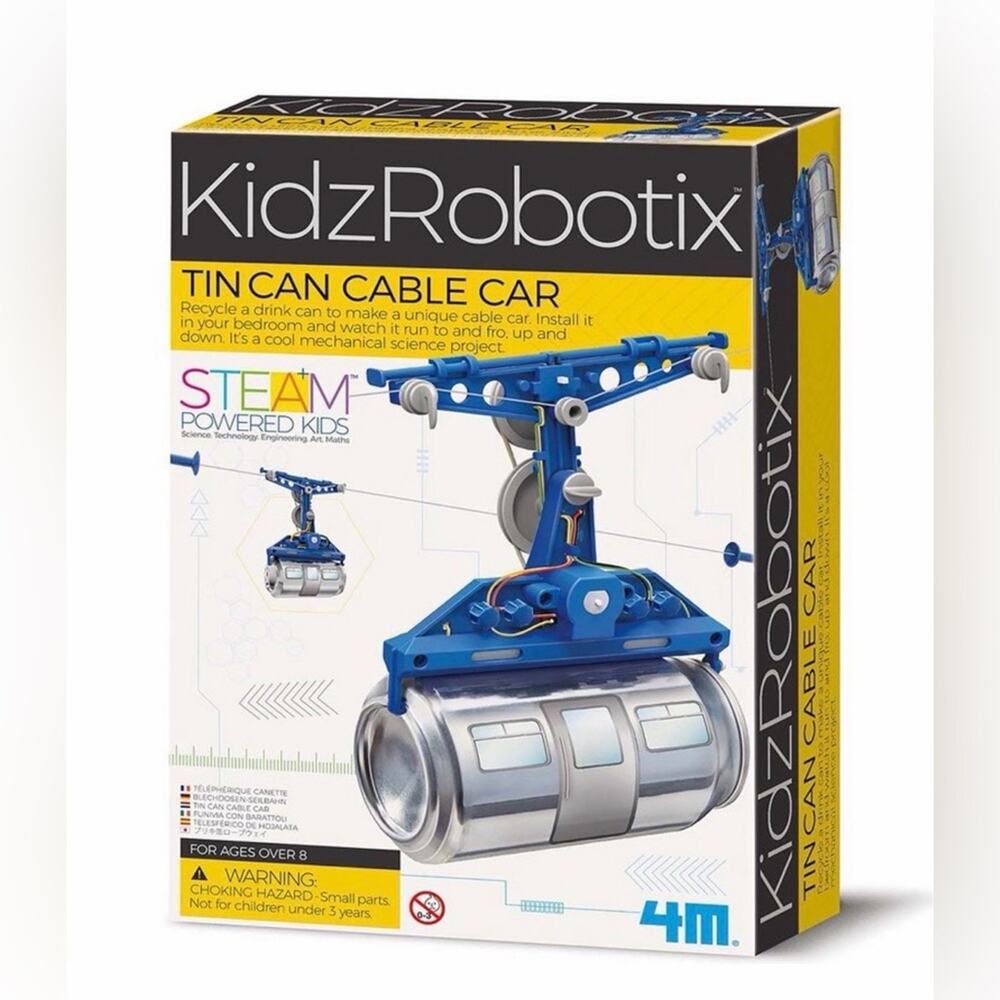 Mechanic STEM toys for 8+ years age tin cable car